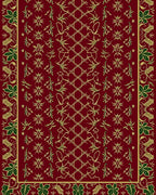 Crimson Gold Leaf Scroll Intertwined Vine Rug