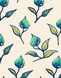 Teal Blue Floral Botanical Branch Rug