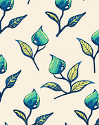 Teal Blue Floral Botanical Branch Rug