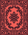 Coral Floral Symmetry Border Rug