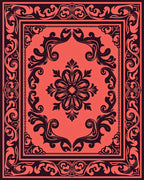 Coral Floral Symmetry Border Rug