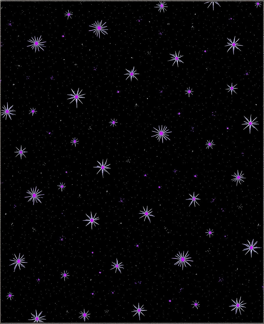 Cosmic Black Starburst Purple Accent Rug