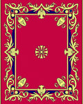 Crimson Yellow Blue Floral Corner Frame Rug
