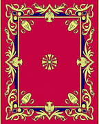 Crimson Yellow Blue Floral Corner Frame Rug