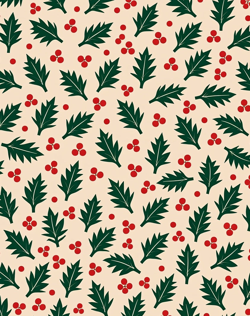 Festive Holly Berry Leaf Cluster Accent Rug