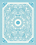 Ornate Turquoise Floral Medallion Rug