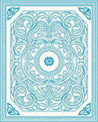 Ornate Turquoise Floral Medallion Rug