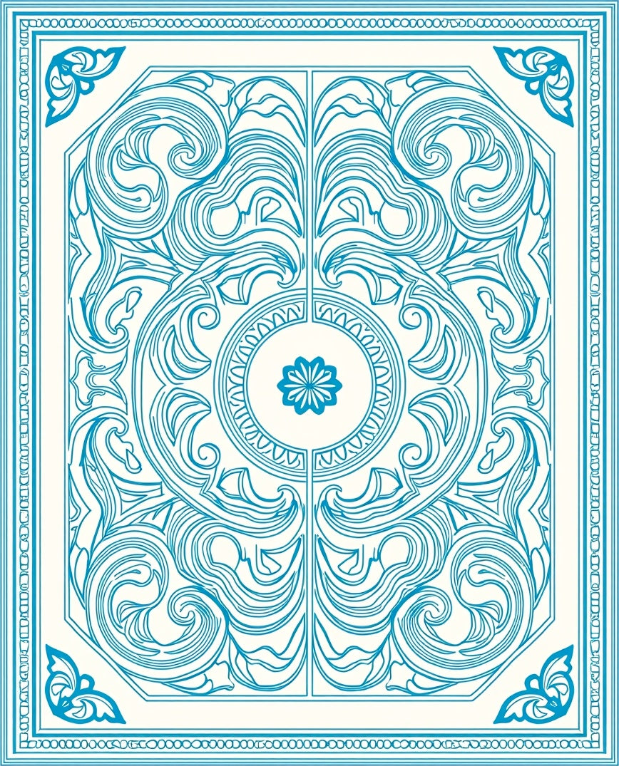Ornate Turquoise Floral Medallion Rug