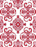 Crimson Floral Lattice Swirl Rug