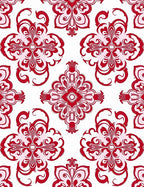 Crimson Floral Lattice Swirl Rug