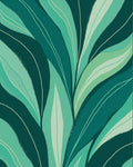 Emerald Green Abstract Tropical Leaves Rug