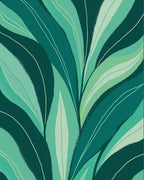 Emerald Green Abstract Tropical Leaves Rug