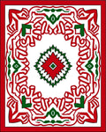 Bold Red Green Geometric Medallion Rug
