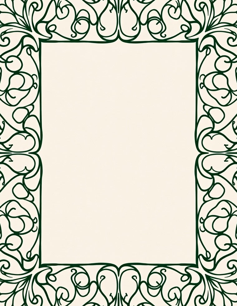 Nature Inspired Emerald Swirl Border Rug