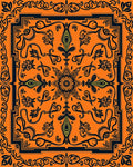 Orange Floral Medallion Border Rug