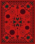 Vibrant Red Floral Medallion Border Rug