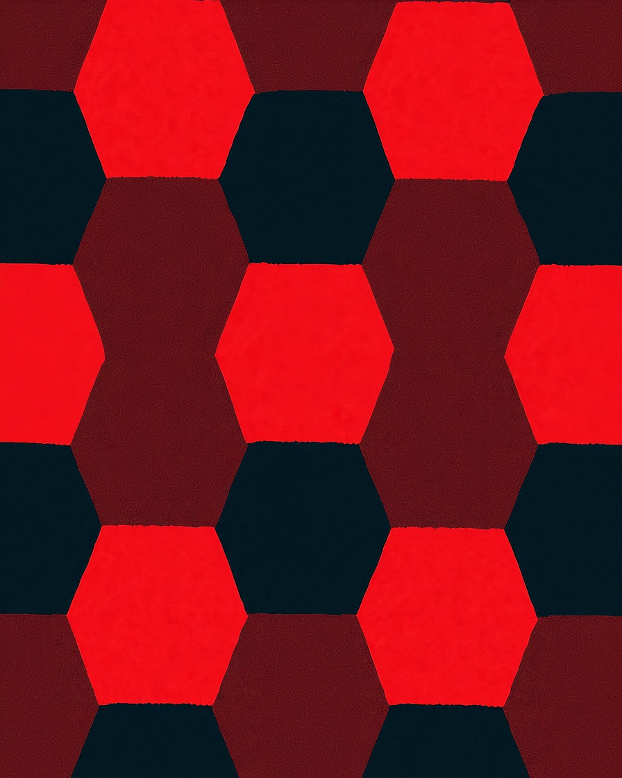 Bold Red Hexagonal Graphic Rug
