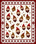 Holiday Gnome Border with Holly Sprigs Rug