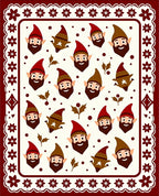 Holiday Gnome Border with Holly Sprigs Rug