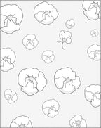 Pansy Floral Scatter White Line Drawing Rug