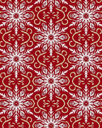 Crimson Snowflake Swirls With Gold Accents Rug