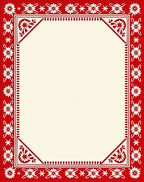 Holiday Red White Floral Border Rug