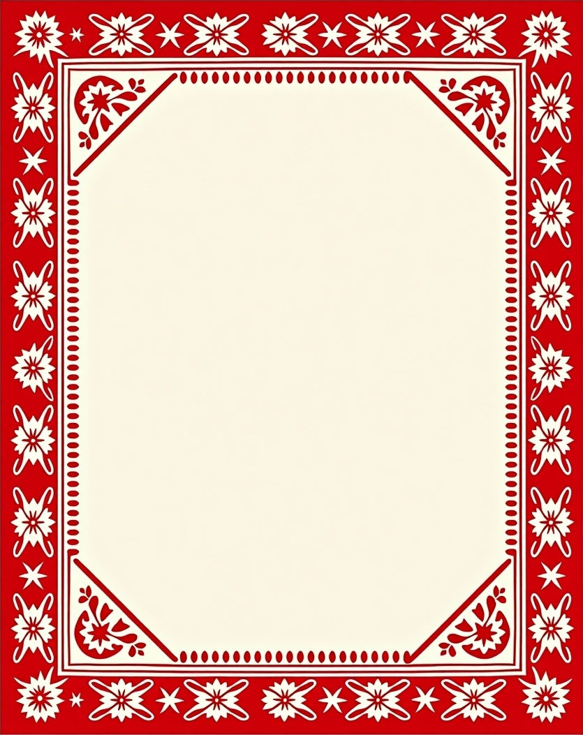 Holiday Red White Floral Border Rug