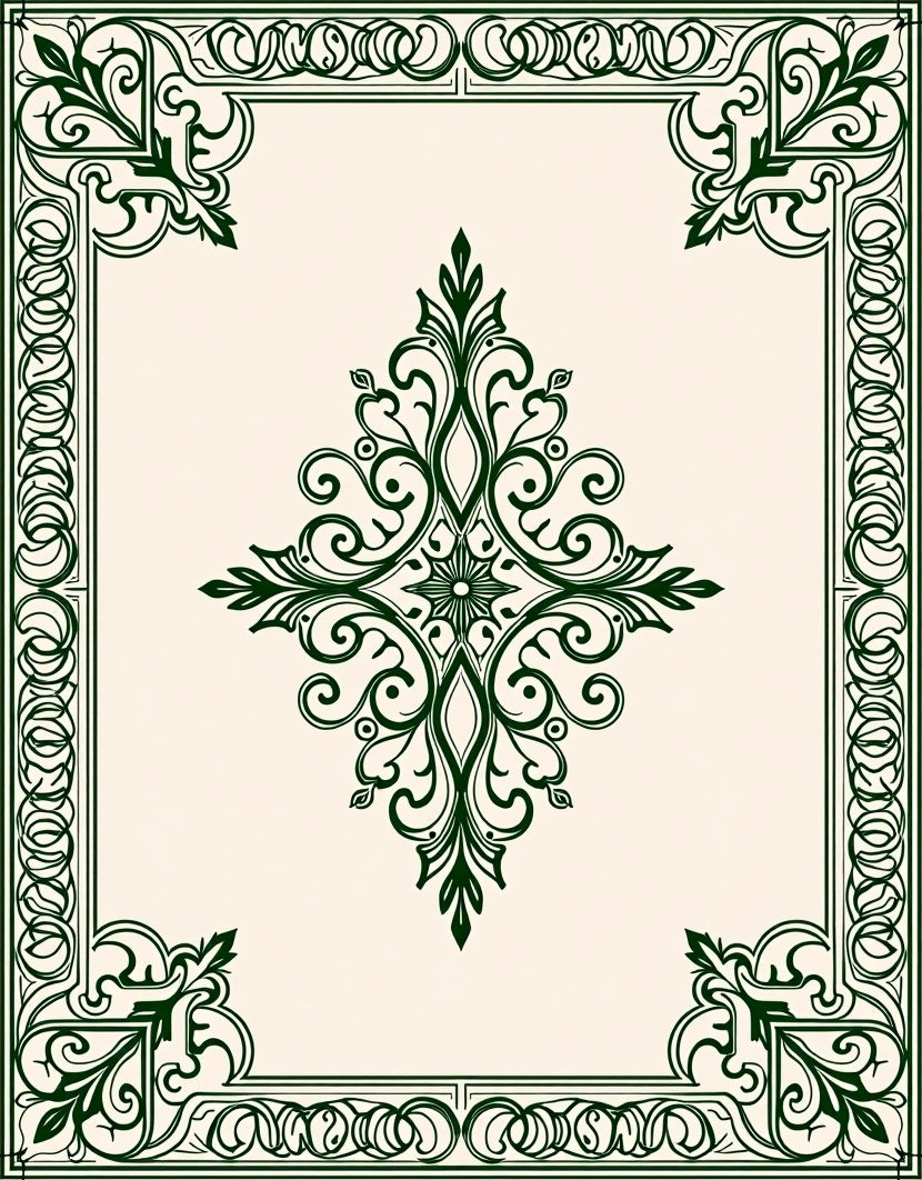 Traditional Dark Green Floral Garden Rug