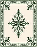 Traditional Dark Green Floral Garden Rug