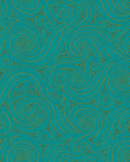 Teal Golden Swirls Wave Rug