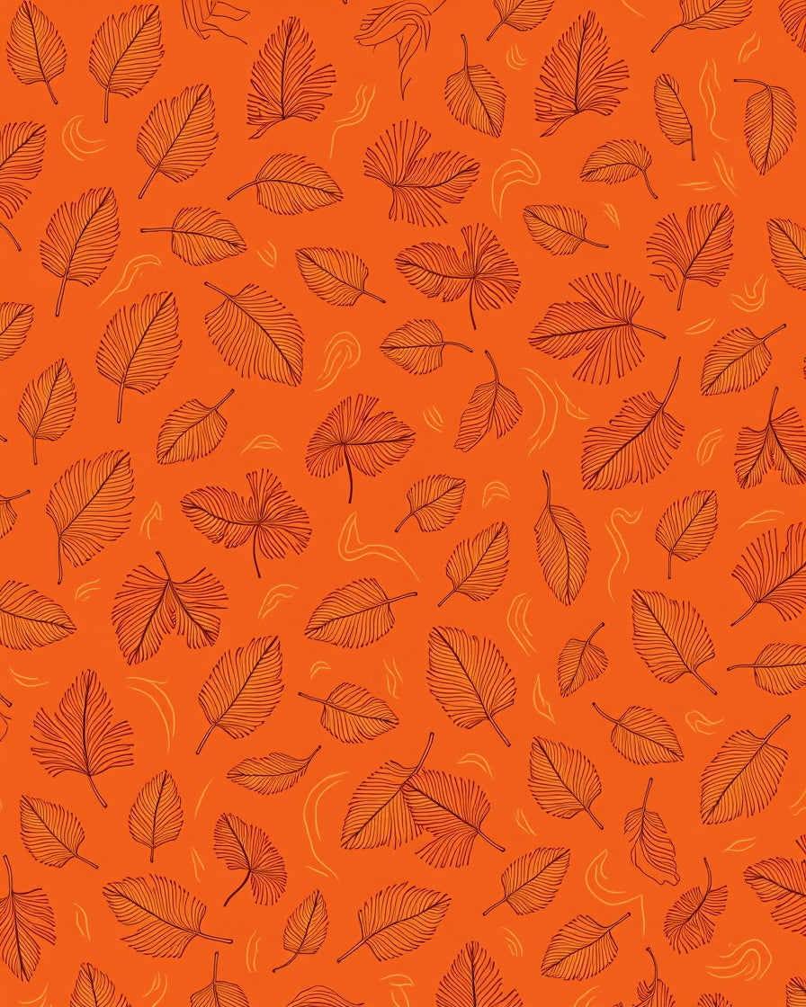 Coral Feathered Leaves Scatter Rug