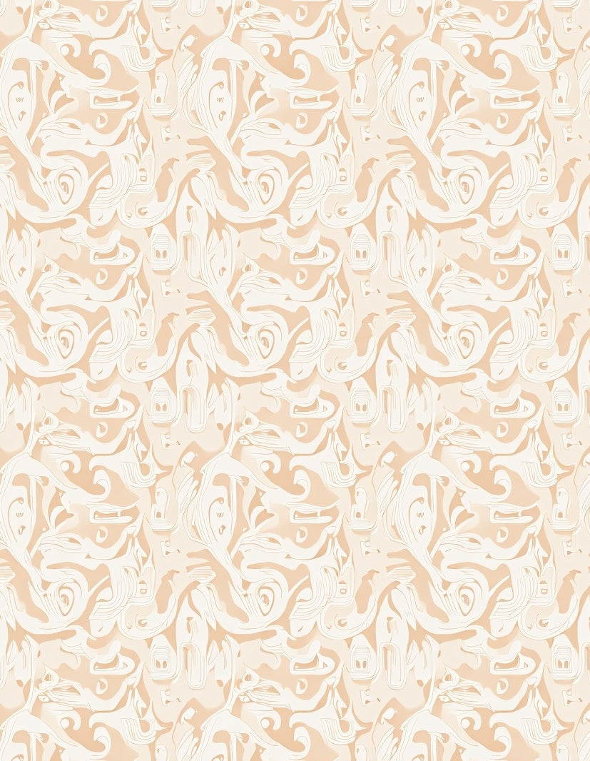 Cream Swirl Abstract Botanical Arrangement Rug