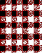 Red White Black Checkered Abstract Squares Rug