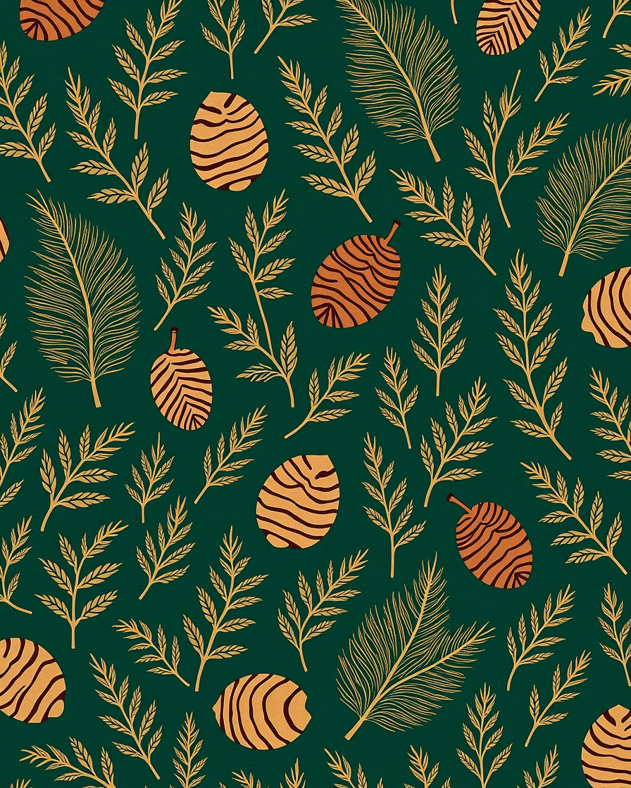 Forest Green Tropical Leaf Scatter Rug