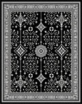 Black White Ornamental Diamond Medallion Rug