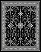 Black White Ornamental Diamond Medallion Rug