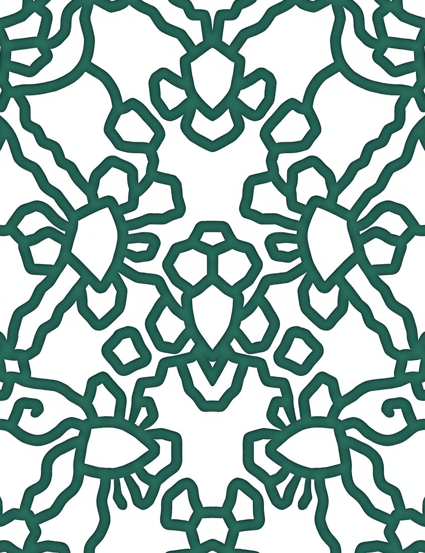 Deep Teal Vine Floral Medallion Rug