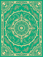 Emerald and Gold Mandala Medallion Rug