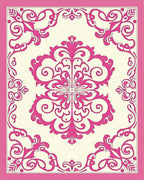 Pink Vintage Floral Swirl Medallion Rug