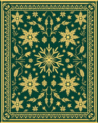 Emerald Golden Floral Snowflake Medallion Rug
