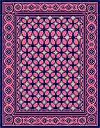 Navy Pink Quatrefoil Border Rug