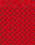 Red Floral Silhouette Diagonal Arrangement Rug