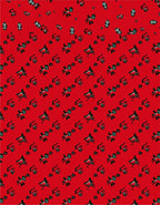 Red Floral Silhouette Diagonal Arrangement Rug
