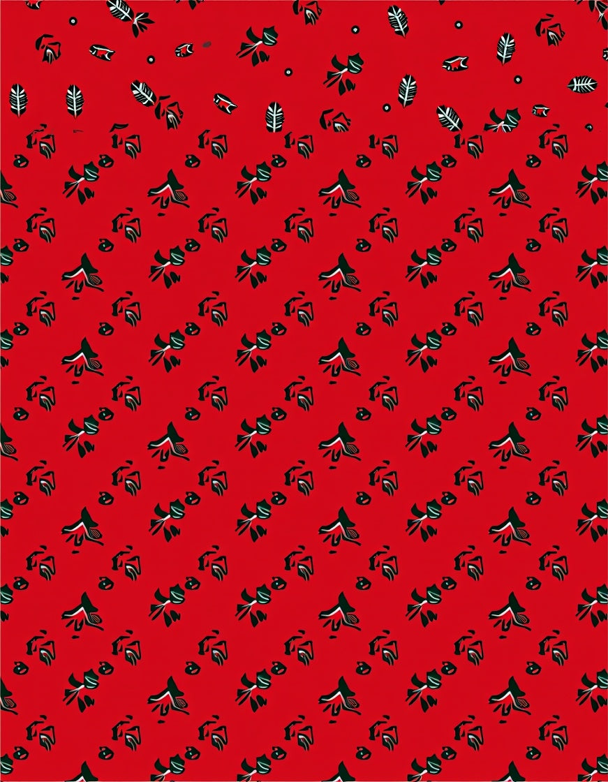 Red Floral Silhouette Diagonal Arrangement Rug