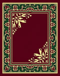 Crimson Green Gold Floral Border Rug