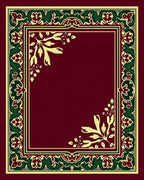 Crimson Green Gold Floral Border Rug