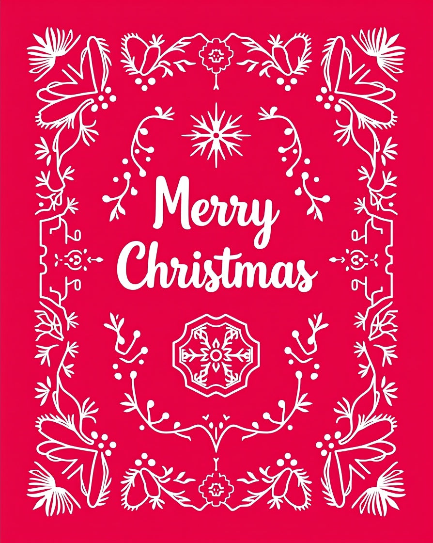Crimson Holiday Floral Snowflake Garland Rug