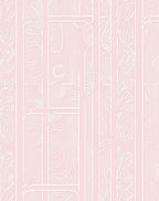 Soft Pink Curlicue Geometric Panels Rug