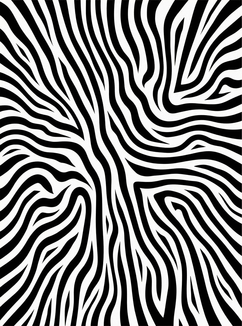 Abstract Black White Organic Lines Rug