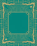 Teal Circuit Board Geometric Border Rug